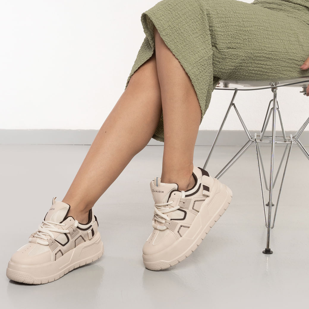 rimerea.* Tênis Casual Ramarim Venice Feminino Creme | Paquetá